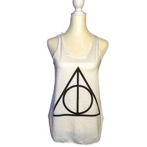 Harry Potter Deathly Hallows Tank Top Black/White Womens Medium